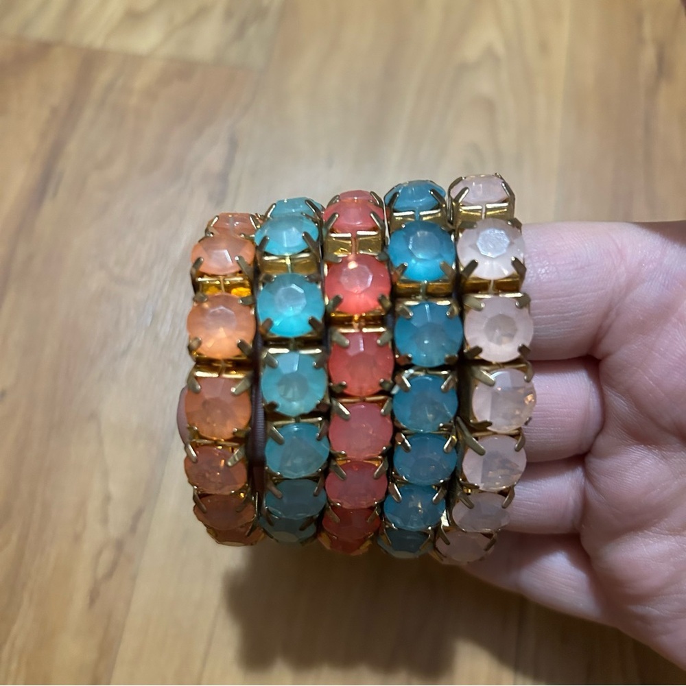 Elegant Multicolor Rhinestone Bracelet Set - Picture 3 of 3